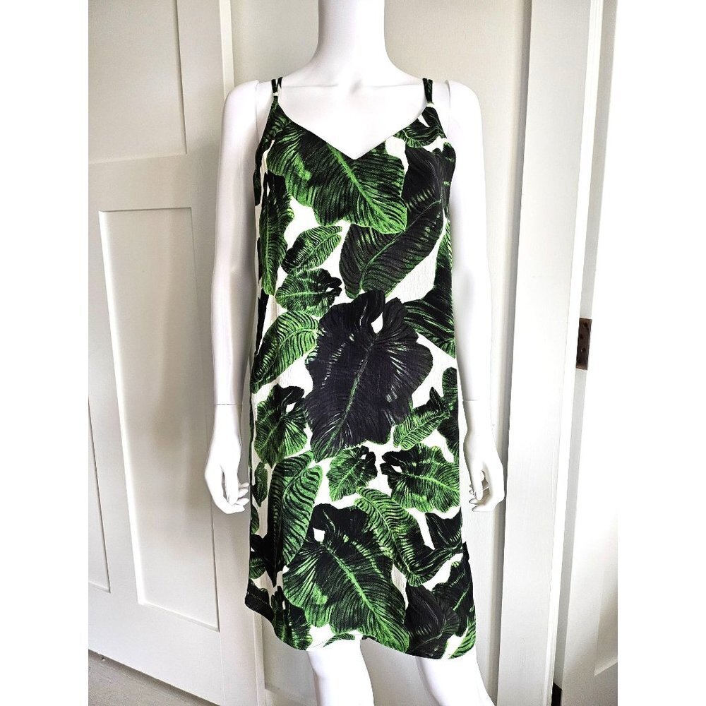 Topshop Tropical Leaves Print Dress Size 6